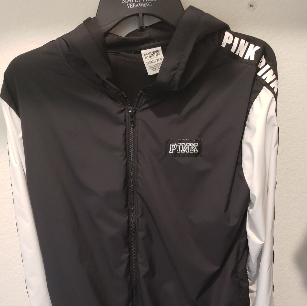 PINK Victoria secret black and white windbreaker